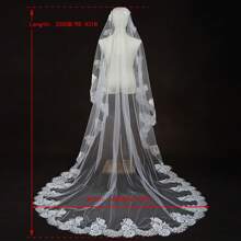 1pc Bridal Lace Trim Veil With Train, Wedding Chapel Veil, Wedding Accessory, Wedding Gift - Multicolor - View 5