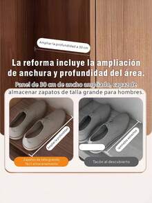 Zapatero de madera color nogal diseño minimalista organizador de zapatos armario almacenamiento grande para entrada dormitorio 2 tamaños 120cm y 105cm resistente práctico - Marrón - Ver 4