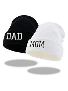 1pc/2pcs Casual Gothic Men's Scar Embroidered Knitted Brimless Face Enhancing Small Knitted Hat, Women's Fashionable Street Skiing Hat, Warm And Versatile Cold Hat, Loose Hat