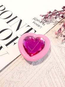1pc Heart-Shape Gemstone Finger Ring Mobile Phone Stand, Slouchy Person's Must-Have Device Holder, Sturdy Adhesive Mount, Attach On Phone, Anti-Drop & Shake Resistant