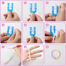 10PCS Acrylic Model Y Slingshot Loom Rubber Bands For Bracelets Rubber Band Clips Plastic Jewelry Connectors Rubber Slingshot Knitting For Necklace Bracelet Making Colorful Clasp (Pink, Blue) - Blue, Pink - View 5