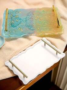 Silicone Resin Mold Tray, Agate Silicone Mold Tray, Coaster Tray Silicone Board, Coaster DIY Crafts, Epoxy Resin Casting Mold For Making Artificial Agate Trays - White - View 4