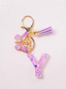 Alphabet Initial Letter Keychain Cute Butterfly Key Chain Ring Purse Bag Backpack Charm Earbud Case Cover Accessories Women Girls Gift Car Accessories Goth Y2k
