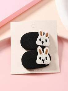 2pcs/Set Sweet Fabric Small Oval Hair Clips, Rabbit, Cherry, Flower, Mushroom Decor BB Clips, Minimalist Versatile Hair Clips & Accessories - 2 Pieces Per Set - View 10