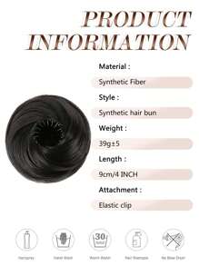 合成发髻，合成接发，优雅女士发髻，接发 - 10 厘米（4 英寸）可延伸合成发，带夹子，耐热纤维，适合所有发质，安全可调节设计，适合所有女性日常穿着和派对发饰 - 彩色 - 查看 8