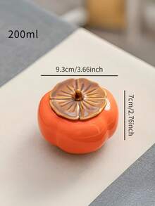 1个200毫升仿橙色陶瓷茶罐，适合储存各种食物，适合婚礼、结婚、糖果罐、陶瓷礼品、茶具配件、父亲节、母亲节返校礼物