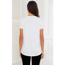 KMJHSmile Fish Women Crewneck Loose Fit Tunic Tops Short Sleeve Dressy Casual Summer Long Tee Shirts - 白色 - 查看 2