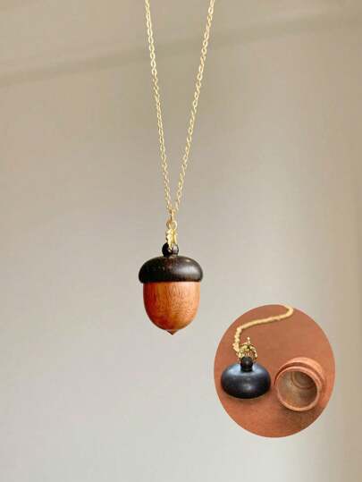 1pc Fashionable Creative Acorn Shape Openable Necklace, Unique Gift