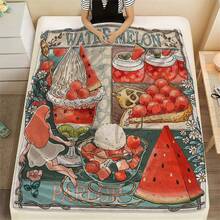 1 件西瓜食物印花毛绒毯，柔软温暖的盖毯，适合居家、厨房、沙发、露营