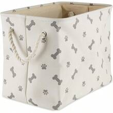 Bone Dry - Contenedor de almacenamiento de juguetes y accesorios para mascotas DII, cesta organizadora plegable para decoración del hogar, juguetes para mascotas, mantas, correas y comida, Paw Gris, rectangular Chico - Pata hueso gris - Ver 1