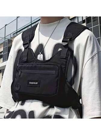 字母贴片装饰户外徒步跑步运动腰包大学生包夏季爸爸男士包腰包学生旅行多口袋胸包礼物秋季圣诞腰包冬季圣诞礼物感恩节钱包节日收纳袋