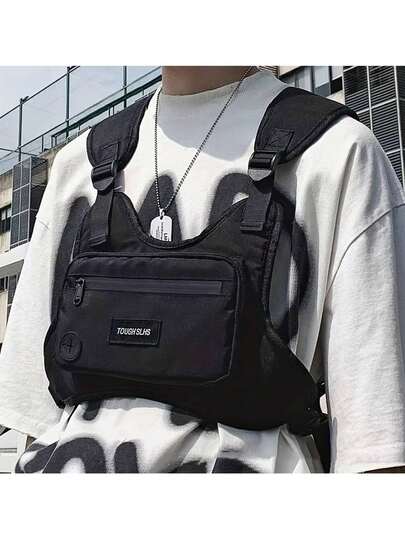 字母贴片装饰户外徒步跑步运动腰包大学生包夏季爸爸男士包腰包学生旅行多口袋胸包礼物秋季圣诞腰包冬季圣诞礼物感恩节钱包节日收纳袋