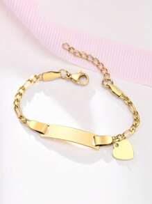 Customized Name Bracelet, Fashionable Heart Pendant DIY Birthday Gift Jewelry, Stainless Steel Non-Allergic Bracelet For Teenagers, Back To School Creative Gift, Valentine's Day Gift - Silver - View 5