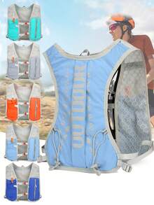 Chaleco de hidratación pequeño con bolsillo para bolsa de agua, mochila ligera y transpirable que absorbe la humedad para correr, chaleco de hidratación para correr ajustable, adecuado para trail running, maratón, footing, ciclismo (solo mochila, sin bolsa de agua), bolsa de fitness, accesorios para correr, bolsa deportiva para mujer - Celeste - Ver 3