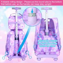 Mochila con ruedas para niñas, mochila con ruedas para la escuela, mochila con ruedas para portátil con estampado de flores para adolescentes - Mochila con ruedas individual - Ver 6