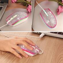 1pc Crystal Rhinestone Shiny Colorful Wired Mouse, Heart-Shaped Turtle Design USB Wired Mouse, Surface Inlaid With Crystal Diamonds, Computer Accessory, RGB Backlight, Cute Shiny Colorful Wired Mouse, Birthday, Holiday Gift, Perfect Gift For Her/Him, Holiday, Birthday Present - Multicolor - View 10