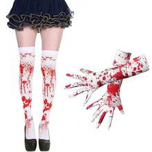 1/2 Chiếc Găng Tay Dài Kinh Dị Đẫm Máu Trang Trí Tiệc Halloween, Phụ Kiện Hóa Trang, Tất Trang Trí Tiệc Halloween Phù Thủy, Một Kích Thước Phù Hợp Với Hầu Hết - Nhiều màu - Xem 2