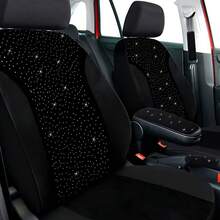 9pcs Set, White Rhinestone Car Seat Covers, Easy Clean, Durable, All-Season, Hand Washable, Polyester - Universal Vehicle Seat Protector, Compatible With Multiple Models, Fits Most Cars, Free 2 Shoulder Protectors - 均碼 - 查看 8
