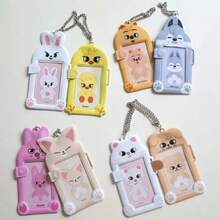 Serie de cosplay Figuras de anime Kawaii Nuevo Kpop Titular de tarjeta de dibujos animados Skz Animal Plástico Soporte de foto de tres pulgadas Forma asimétrica Cubierta protectora con imán Sujeción manual Un regalo de Navidad y cumpleaños para un amigo