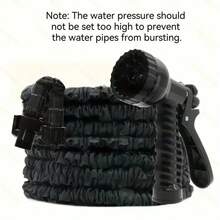 3X Telescopic Heavy-Duty Rubber Garden Hose With High-Pressure Water Gun - 3/4 Inch All-Season Outdoor Hose For Car Wash, Lawn Care & Yard Work, Includes European Thread Adapter - Multicolor - View 2