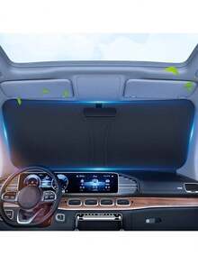 汽车挡风遮阳板-可折叠汽车雨伞遮阳挡，防紫外线车前窗（防热）挡风罩卡 - 彩色 - 查看 9