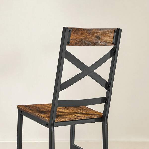 sedie da pranzo, sedie da cucina set di 2, sedie per sala da pranzo, telaio in acciaio, design ergonomico, stile industriale, per soggiorno, sala da pranzo, marrone rustico e nero