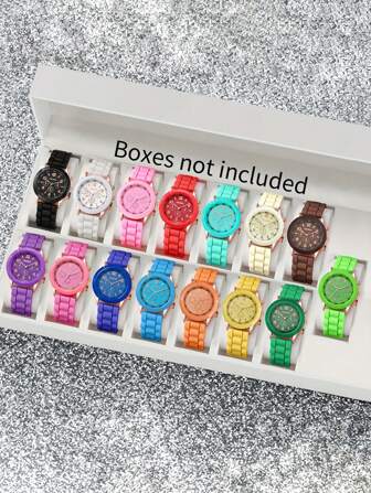 1pc Fashionable And Casual Silicone Quartz Wristwatch For Ladies, Comfortable Silicone Strap, Suitable For Daily Casual Wear And Is An Ideal Gift Choice