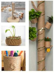 Corde de jute naturelle pour chats, ficelle, corde pour chats, corde de sisal pour arbre à chat - ficelle rustique et solide pour faire des griffoirs DIY pour chats, de l'artisanat, de la décoration intérieure, de l'emballage et de la suspension - jouet pour chat durable et de haute qualité et fournitures d'artisanat, ficelle de jardin, emballage et décoration d'intérieur, accessoires pour chats