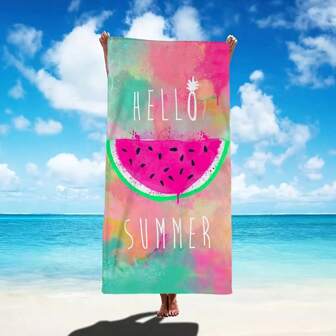 1pc Watermelon Pattern Beach Towel - Quick Drying, Soft, Sand-Free Microfiber, Suitable For Pool, Bathroom, Travel And Camping - Hello Summer Design, Watermelon Decor