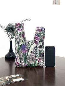 lulu kewen 女士迷你手提包结袋 1 件花朵图案女士手提包涤纶材质，金色钱包非常适合青少年、女士、女孩、学生、白领，适合购物、度假、旅行、购物、部分、工作、户外，可存放手机、钥匙、口红、化妆品、硬币、小物品、护肤品等个人物品