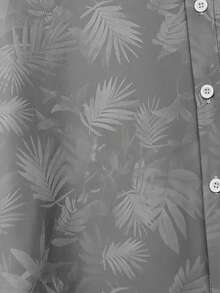 FEIAO 男士复古硬币印花衬衫，涤纶数码印花，短袖，时尚百搭，轻盈面料，适合日常休闲穿着和旅行。 - 淺灰色 - 查看 4