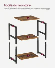 Tavolino da Divano, Tavolino a 3 Livelli, Comodino con Struttura in Acciaio, per Soggiorno, Camera da Letto, Studio, Marrone Vintage e Nero Inchiostro - Castano - Visualizzare 7