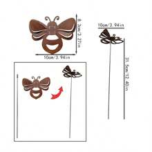 1PC/2pcs/5pcs 生锈金属蜜蜂植物桩 - 乡村庭院装饰雕塑 - 艺术金属花园装饰 - 金属工艺品适用于盆栽装饰 - 户外金属花园装饰