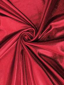 Plus Size Women Solid Color Shiny Asymmetrical Hem Slip Dress - Red - View 3