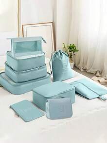 9/7 件旅行收纳袋，行李整理袋套装，配有洗漱包、洗衣包和鞋袋，适合男女，专为旅行者设计，配有化妆包和鞋袋，便携休闲，是存放衣服和鞋子的理想选择，也是打包行李的好帮手。 - 彩色 - 查看 12