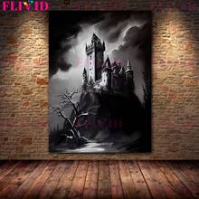 1pc/3PCS All Art Posters Optional Frames Halloween Abandoned Churches And Haunted Houses Vintage Wall Art Canvas Painting Gothic Architecture Horror Art Poster Printing Home Decoration Halloween Decor Fall Decor Room Decor