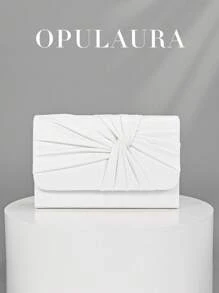 OpulAura Elegant Twist Design Leather Party Clutch, Minimalist High-End Ladies Envelope Handbag, Perfect For Party Girls, Ladies, Brides - Ideal For Parties, Weddings, Galas, Dinners/Banquets, Matching With Formal Dresses, Gowns, Birthday Dresses - White - View 1
