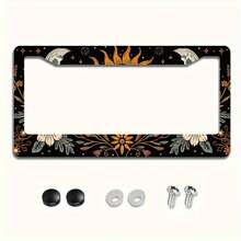 1 Piece 6.3x 12.2inch (16x 31cm ) Metal License Plate Frame Cover Floral Sun And Moon Front License Plate Frame Car License Plate, Car Exterior,It Can Add A Stylish Personality To Your Car,Funny License Plate Frame, License Plate Frames 2 Pack, Motorcycle License Plate Frame. - 1 件商品 - 查看 1