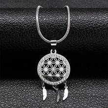 极简捕梦网项链不锈钢金色生命之种羽毛流苏项链珠宝美学 - 項鍊 - 查看 1