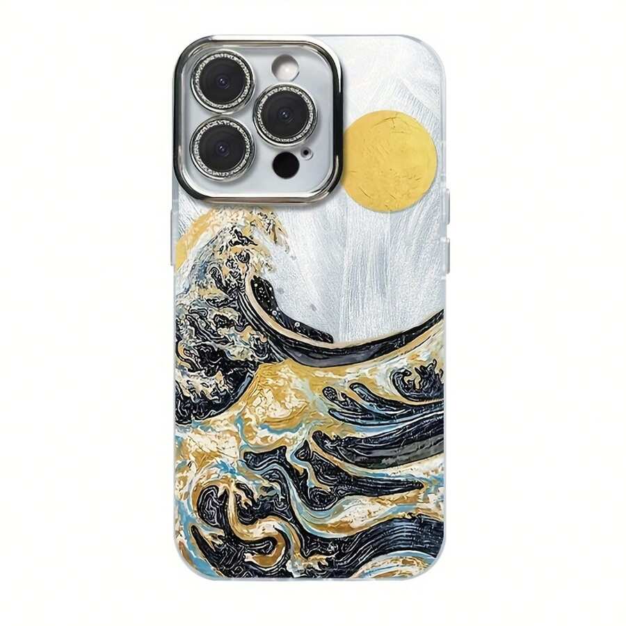Funda para teléfono 1 pieza adecuada para gama completa de 16/15/14/13/12/11 (13/14 Pro/15 Plus/16 Pro), nueva funda protectora para teléfono con láser IMD degradado con patrón colorido está equipada con una película de lente y un teléfono híbrido clásico resistente a los golpes. - Colores mixtos 1 - Ver 1