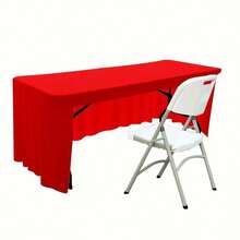 2pcs Elastic Rectangle Table Skirt, With Open Back Design, Suitable For Wedding, Party, Ball, And Exhibition - Multicolor - View 6