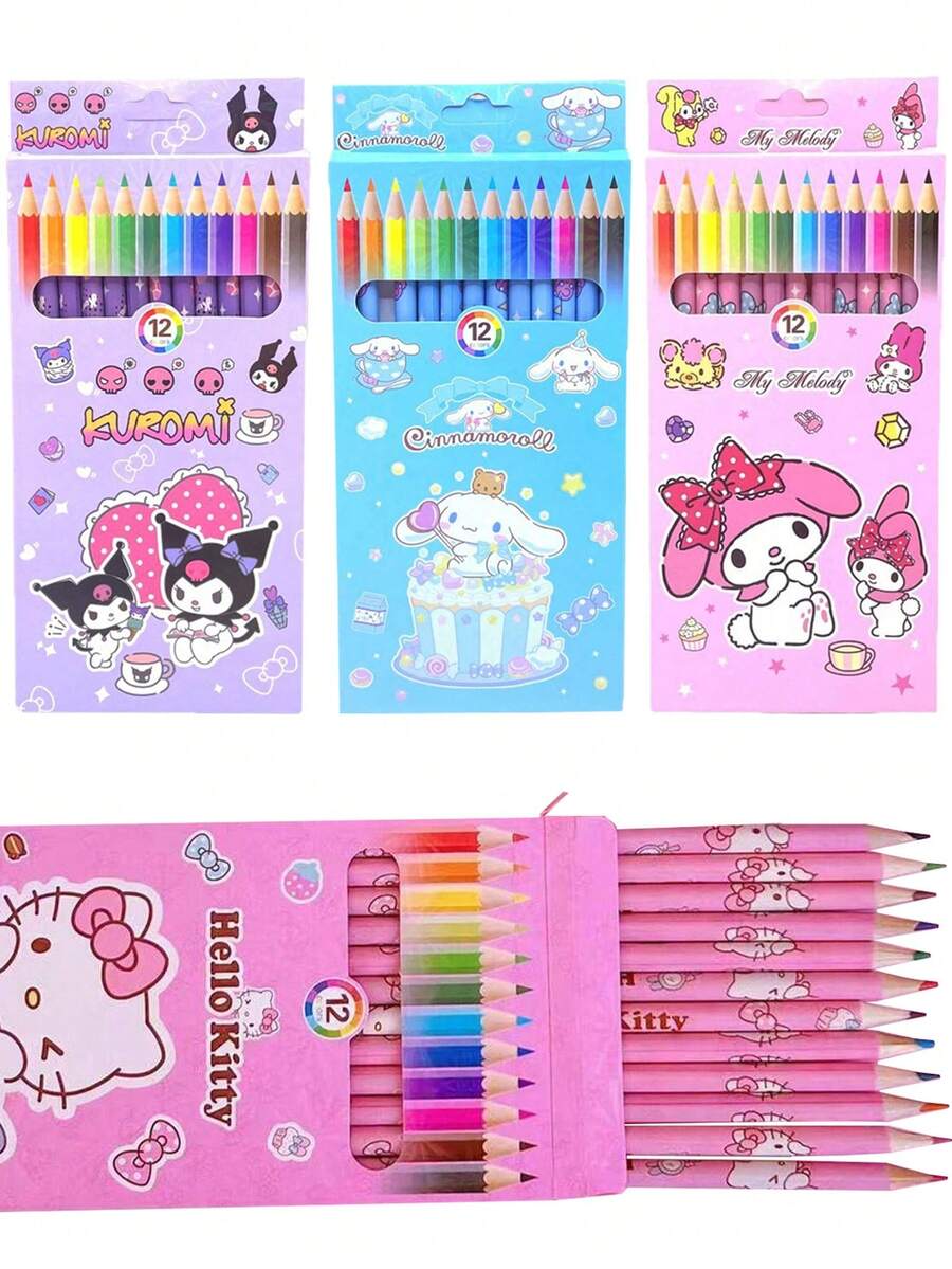 Sanrio 1 Set  Buntstifte Schreibwaren Malset, Cartoon    HB Stifte zum Schreiben, Zeichnen, Skizzieren, Geschenk (Einige Teile können zufällig sein)