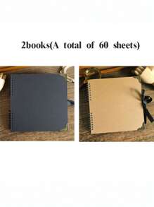 30 Pezzi/Libro Scrapbook, Carta kraft utilizzabile per scrivere a mano, quaderno da collage libero, design a spirale con fiocco, forniture per scrapbooking, carta di fondo per riviste fai-da-te, Ritorno a scuola, Forniture scolastiche