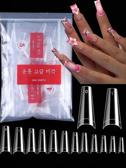 500 piezas de uñas postizas francesas para arte de uñas, uñas postizas de ataúd, puntas de uñas postizas, uñas postizas de acrílico suave de gel completo, suministros para manicura y herramientas