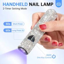 CHRISTINE SHELLY Portable Handheld Professional Nail Lamp, Nail Polish Glue Drying And Curing, 300mah Battery, Battery Storage Use, Mini Portable, Suitable For Home, Vacation And Professional Salon Use, Gift, White - 白鑽 - 查看 2