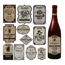 10 件万圣节可移除无粘性瓶贴，恐怖主题防水贴纸，适用于饮料杯、女巫、蝙蝠、南瓜装饰，可重复使用，即剥即贴派对用品