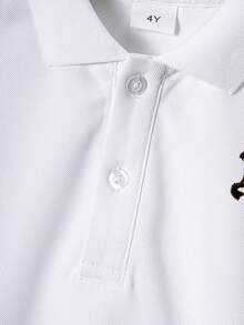 男童撞色短袖 Polo 衫 - 白色 - 查看 6