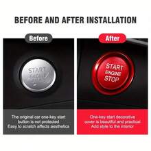 1 件铝合金汽车启停按钮盖 - 汽车内饰配件，2 件套，适用于奥迪 Q5、Q7、A8L、A5、A6L、A4L 发动机按钮保护器