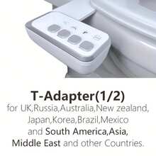 易于安装的右手马桶和浴缸配件 - 非电动，双喷嘴，用于女性和臀部清洁，可调节水压，自动清洁，包括不锈钢 T 型阀和编织软管，非电动，冷水