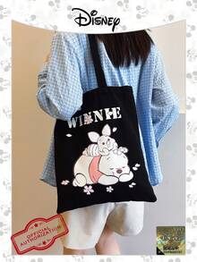 Disney 官方授权帆布手提袋 1 件装 米奇图案帆布单肩包 | 休闲旅行沙滩包 | 大容量可重复使用帆布购物袋 | 花卉印花杂货单肩包，适合日常/外出/购物/返校/沙滩/笔记本电脑包 - 彩色 - 查看 8